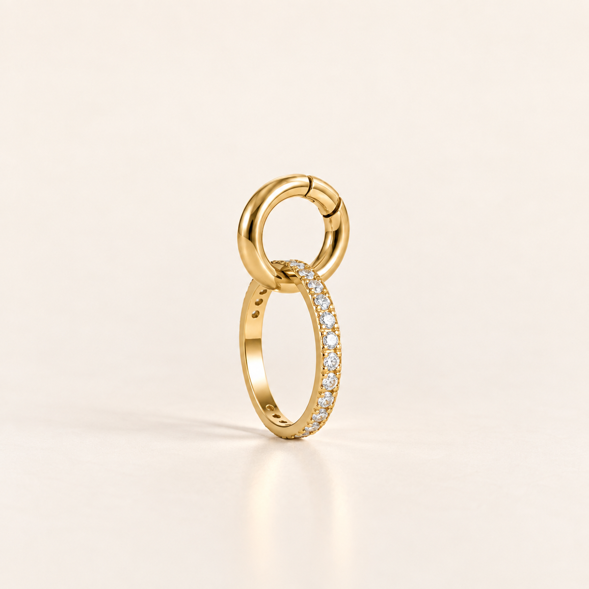 ALIX doré à l'or 18K, anneau ouvrant avec une bague suspendue