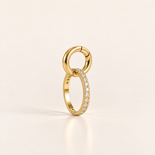 ALIX doré à l'or 18K, anneau ouvrant avec une bague suspendue